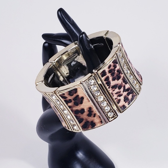 Jewelry - Stretch Bracelet Leopard Animal Gold Rhinestones